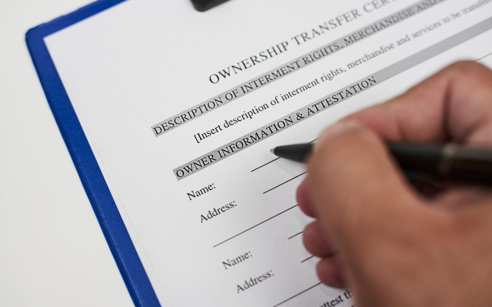 How to fill vehicle ownership transfer application